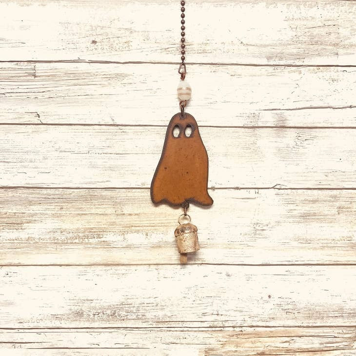 Ghost Halloween Rusty Metal Bell Chime
