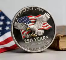 New Arrival 250 Years USA 250th Anniversary 3D Gold Plated Challenge Coin Liberty Bell Eagle High Quality Collectible Gift
