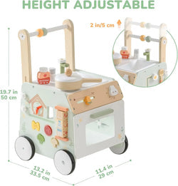 Wooden Baby Walker with Kitchen Play Set