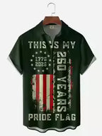 Hawaiian Shirt Men's USA 250th Anniversary 1776-2026 We American Flag 3D Print Design Casual Short Sleeve Button Up Summer Shirt