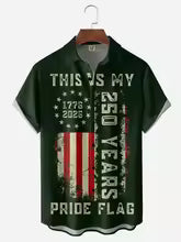 Hawaiian Shirt Men's USA 250th Anniversary 1776-2026 We American Flag 3D Print Design Casual Short Sleeve Button Up Summer Shirt