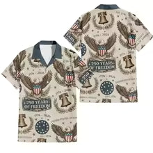 Hot USA 250th Anniversary Eagle 1776-2026 Hawaii Shirt 250 Years Of Independence Day Gift Dad Father's Day Gifts America Shirts