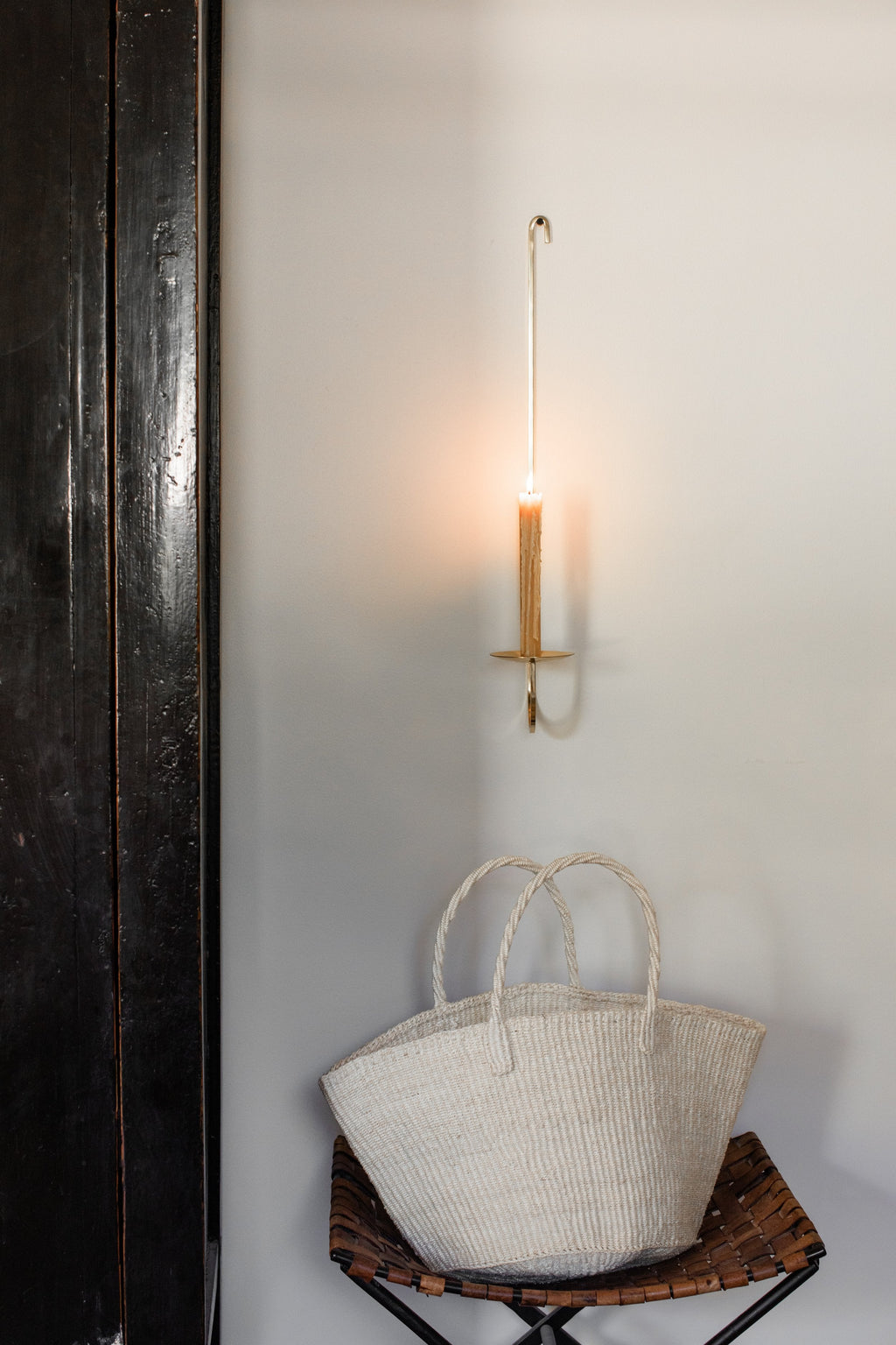 Single Arm Candle Holder - Brass