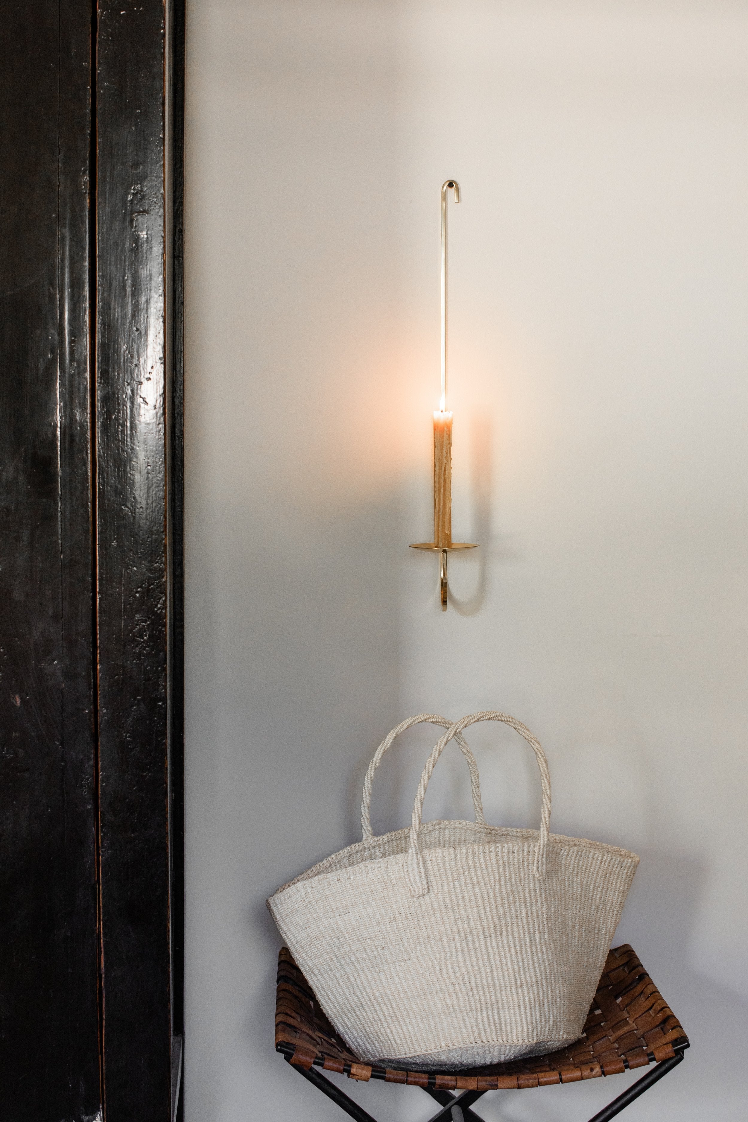Single Arm Candle Holder - Brass