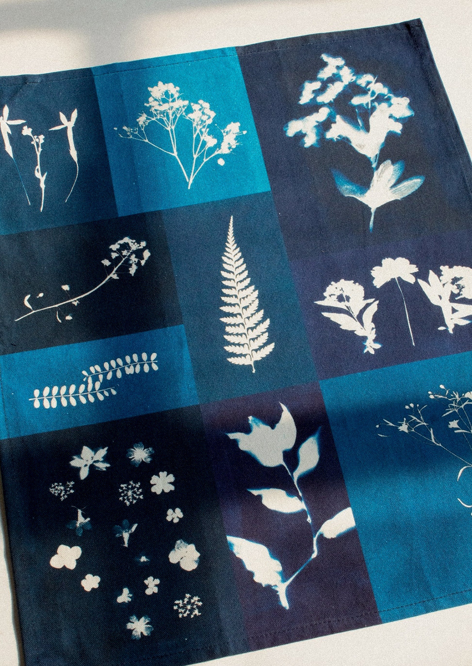 Cyanotype Patchwork Tea Towel