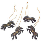 Set of 4 Handmade Mahogany Wood Horse Ornaments from Bali 'Little Horses'