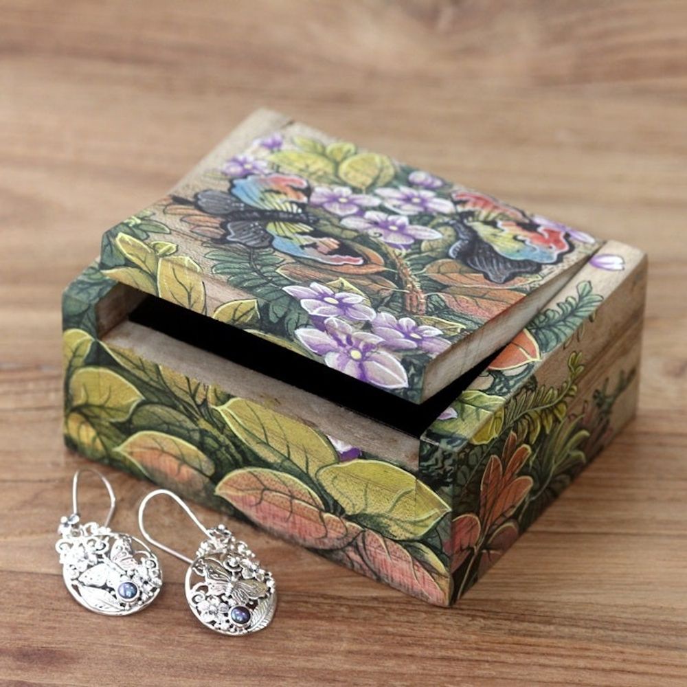 Unique Floral Jewelry Box 'Butterfly Garden'