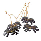 Set of 4 Handmade Mahogany Wood Horse Ornaments from Bali 'Little Horses'