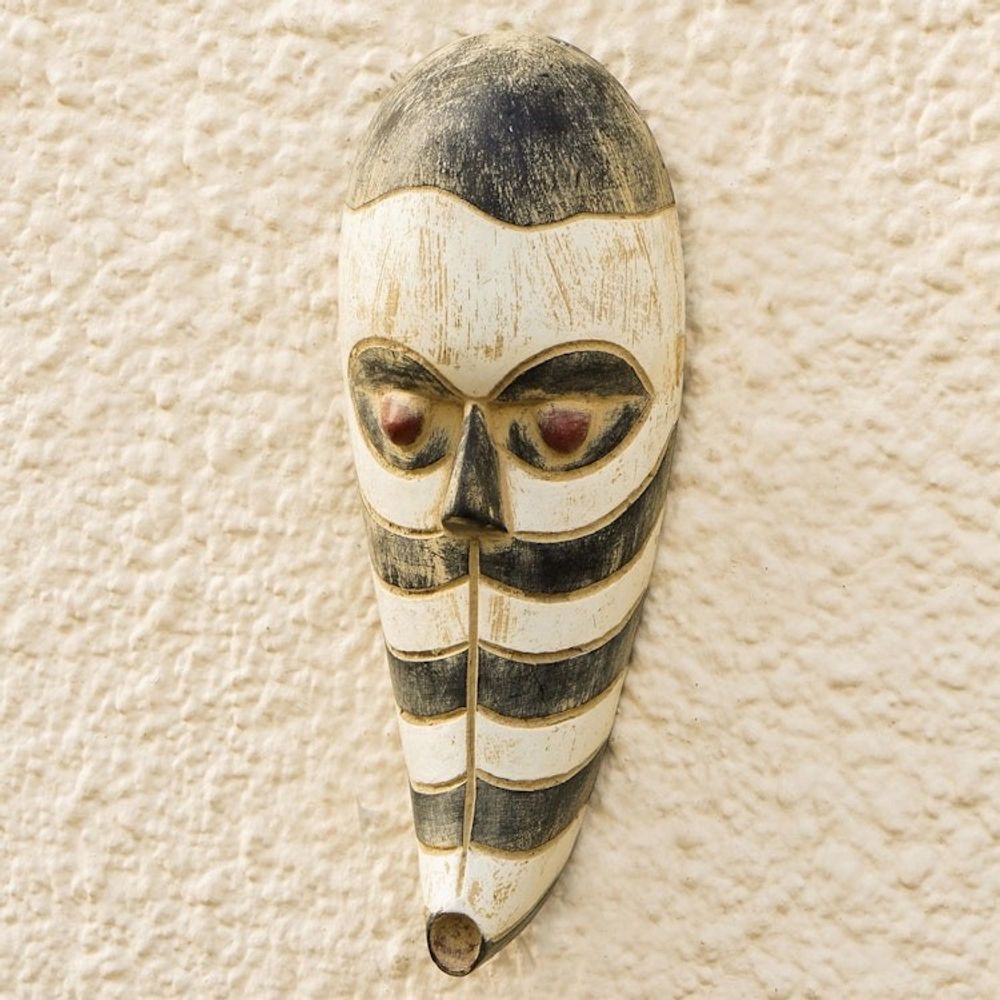 Sese Wood Zebra Mask from Ghana 'Zebra Totem'