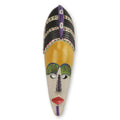 Painted African Wood Mask of Akan Woman Crafted by Hand 'Obaa Yaa'