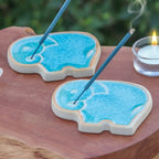 Handcrafted Elephant-Shaped Blue Incense Holders Pair 'Blue Elephant'
