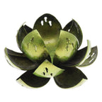Handcrafted Light Green Steel Lotus Flower Tealight Holder 'Precious Lotus in Light Green'