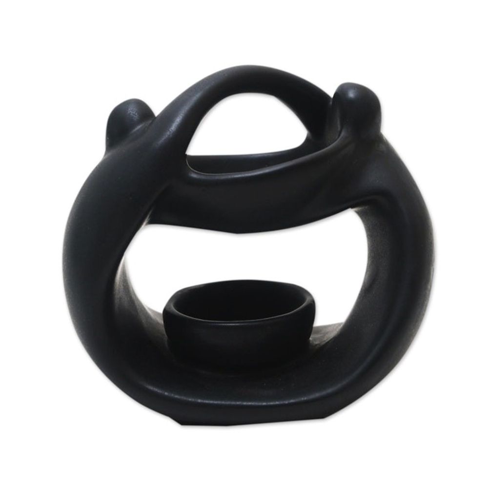 Black Ceramic Oil Warmer from Bali 'Light in the Dark'