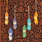 Set of 6 Handmade Wool Ornaments from India 'Babies in Snowsuits'