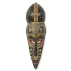 Elegant Hand Carved African Mask with Repousse Accents 'Marriage Proposal'