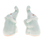 Pair of Elephant-Shaped Celadon Ceramic Incense Holders 'Elephant Enchantment'