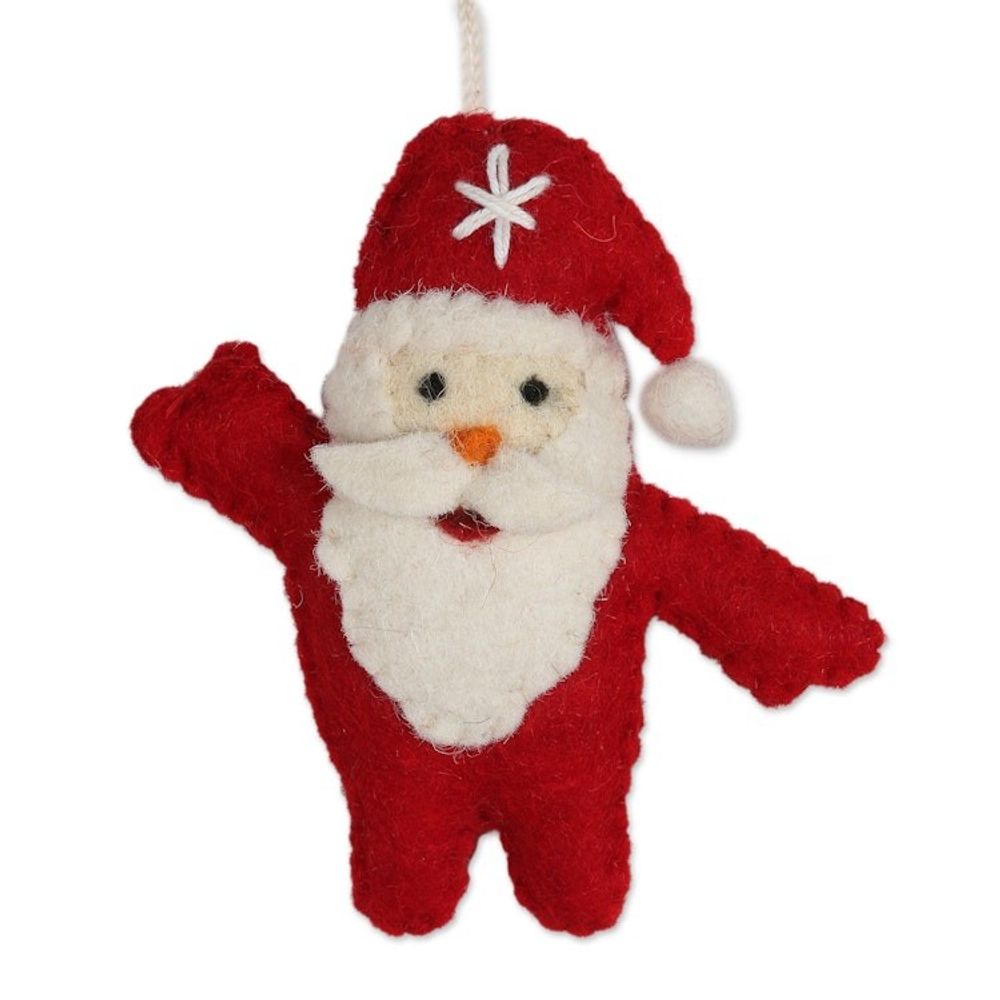 Set of 5 Wool Felt Santa Ornaments 'Santa Dance'