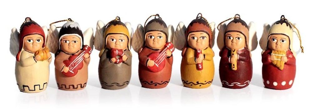 Christmas Holiday Ceramic Angel Ornaments Set of 7 'Angel Orchestra'