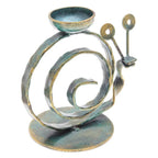 Handcrafted Iron Snail Tealight Holder with Antique Finish 'Happy Snail in Green'