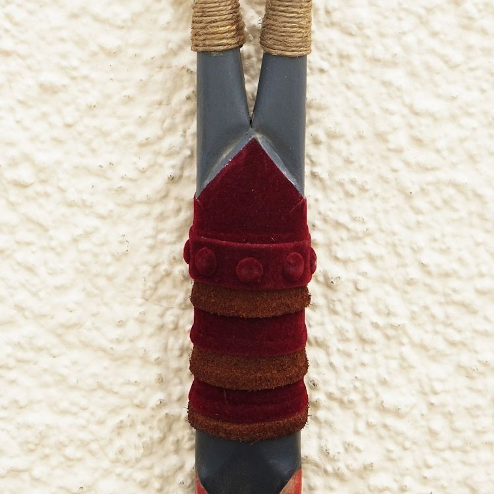 Hand Crafted Ofram Wood and Jute Mask 'Sarkin Kofar Nayibawa'