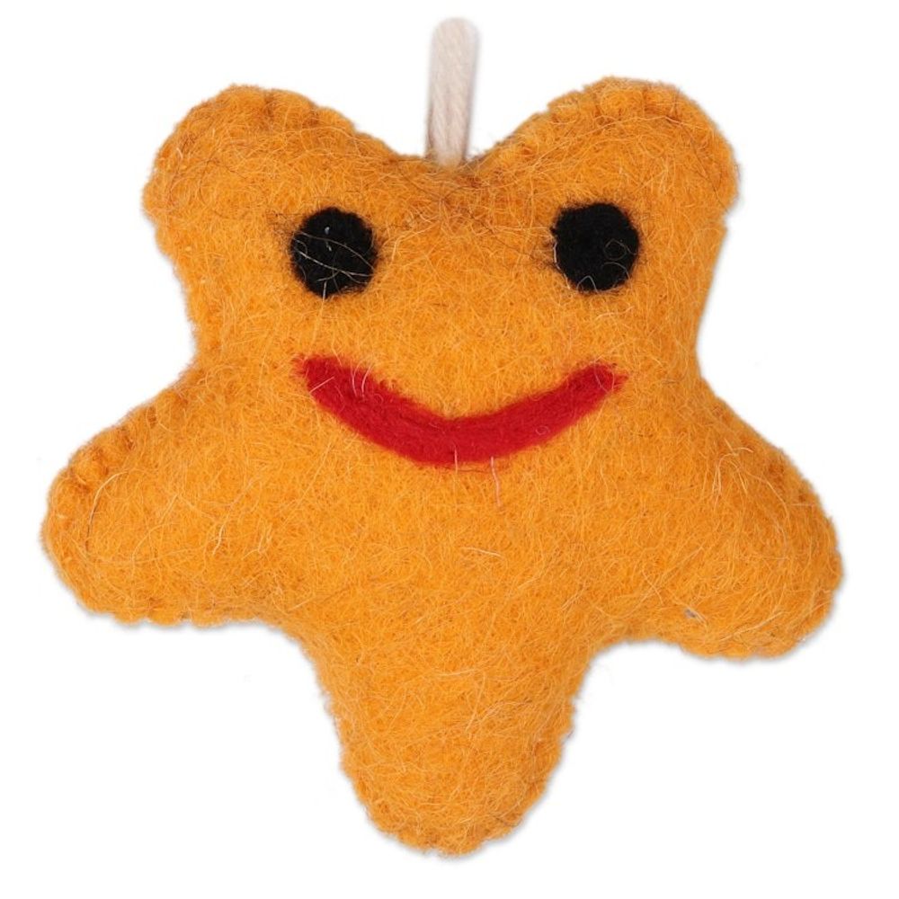 Assorted Wool Felt Star Ornaments from India Set of 6 'Cheery Stars'