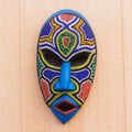 Recycled Plastic Beaded African Wood Mask from Ghana 'Beaded Love'