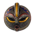 Hand Carved Sese Wood and Aluminum Plated Mask 'Special Forces'