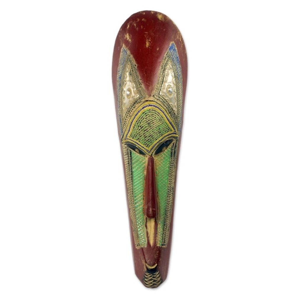 West African Hand Carved Wood Wall Mask from Ghana 'Gorshie'