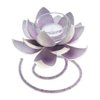 Handmade Steel Iron Lotus Flower Tealight Holder in Purple 'Lotus Flame in Purple'