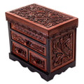 Cedar Wood and Leather Jewelry Box with Mirror from Peru 'Symbolic Leaves'