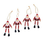 Dangling Wood Santa Ornaments from Bali Set of 4 'Dancing Santas'