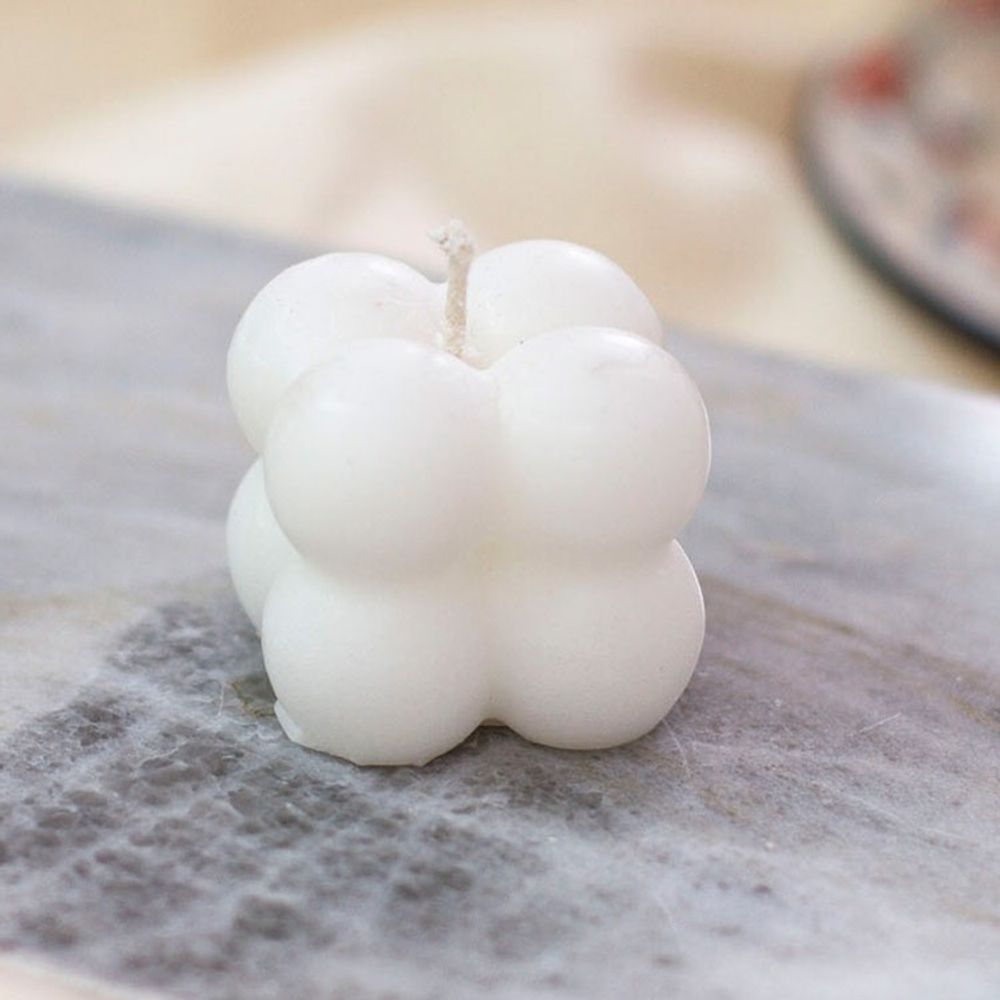 Minimalist Bubble-Shaped White Wax Candle from Mexico 'Quiet Bubbles'