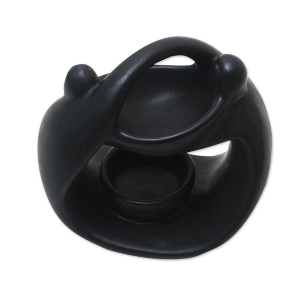 Black Ceramic Oil Warmer from Bali 'Light in the Dark'