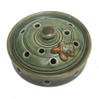 Green Handmade Turtle-Themed Porcelain Mosquito Coil Holder 'Turtle with Polka Dots'
