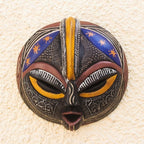 Hand Carved Sese Wood and Aluminum Plated Mask 'Special Forces'