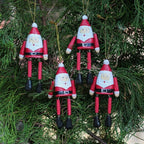 Dangling Wood Santa Ornaments from Bali Set of 4 'Dancing Santas'