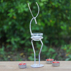 Handcrafted Iron Deer Tealight Holder in White and Gold 'Deer Splendor'