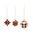 Small Wooden Puzzle Ornaments Set of 3 'Creative Christmas'