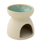 Ceramic Oil Warmer with Elephant Carving from Thailand 'Mother and Child Elephant'