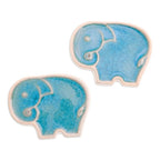 Handcrafted Elephant-Shaped Blue Incense Holders Pair 'Blue Elephant'