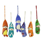 Set of 6 Handmade Wool Ornaments from India 'Babies in Snowsuits'