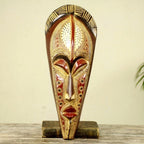 Hand Carved Authentic African Mask from Ghana 'Silence is Golden'
