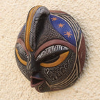 Hand Carved Sese Wood and Aluminum Plated Mask 'Special Forces'