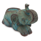 Celadon Ceramic Tea Light Holder from Thailand 'Reclining Turquoise Elephant'