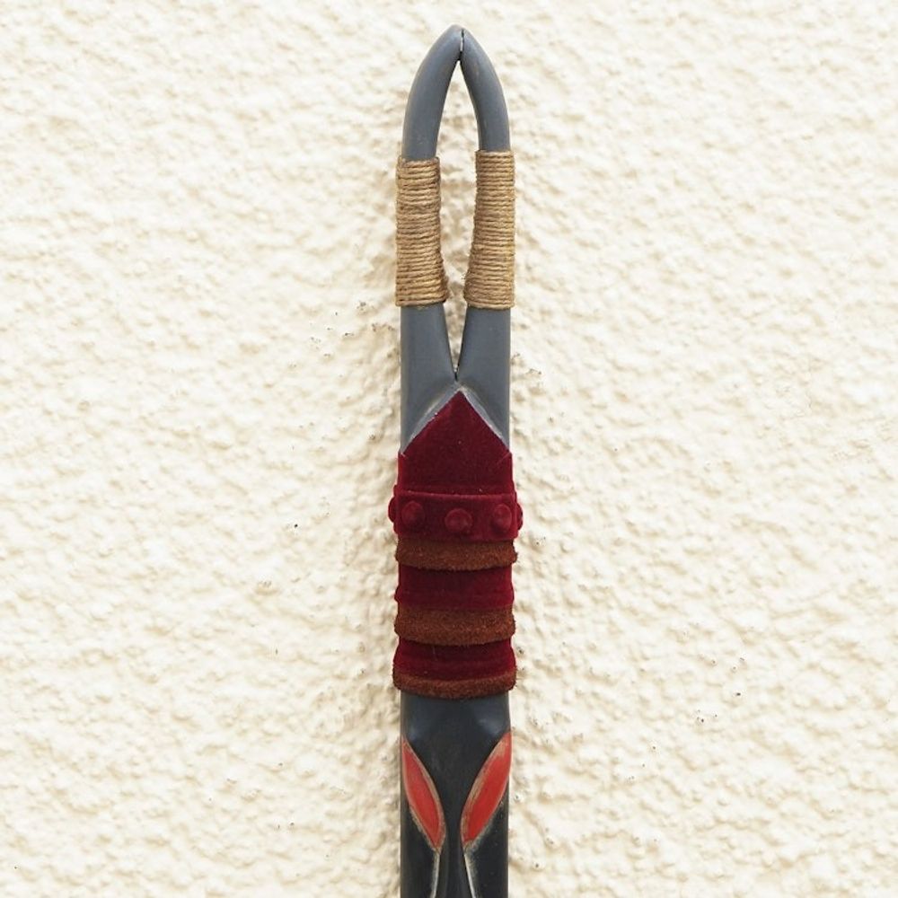 Hand Crafted Ofram Wood and Jute Mask 'Sarkin Kofar Nayibawa'