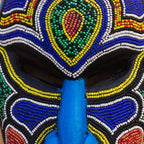 Recycled Plastic Beaded African Wood Mask from Ghana 'Beaded Love'