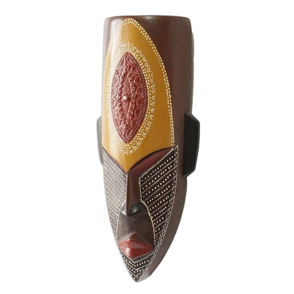 Handcrafted Vibrant African Wood Mask with Aluminum Accents 'True Legend'