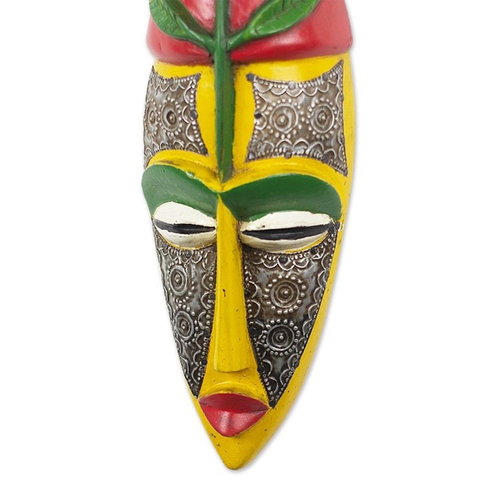 Hand Made Wood and Aluminum Plated Mask 'Elike'