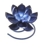Handmade Steel Iron Lotus Flower Tealight Holder in Blue 'Lotus Flame in Blue'