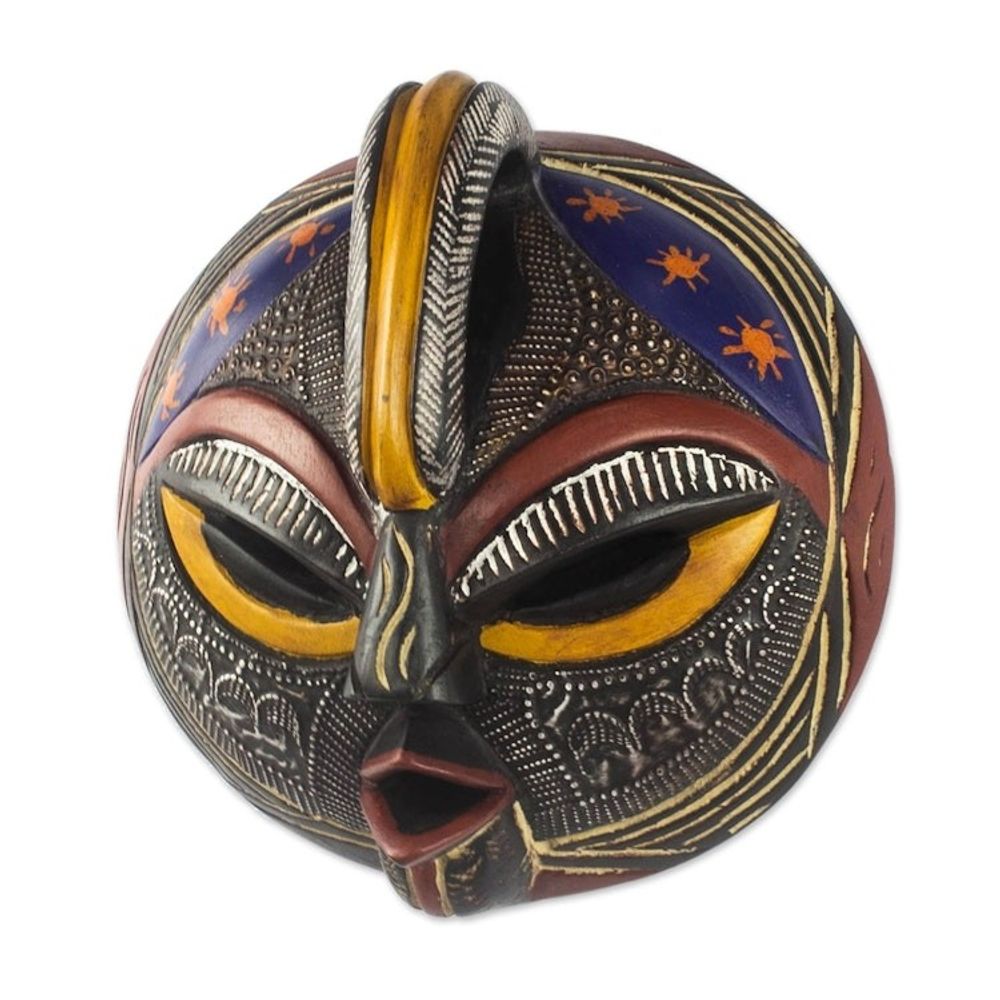 Hand Carved Sese Wood and Aluminum Plated Mask 'Special Forces'